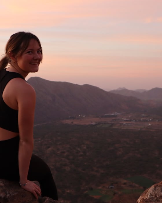 Woman overlooking national park in India