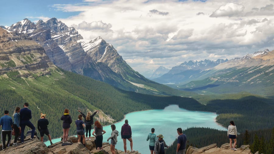 Breathtaking view of mountains and turquoise lake