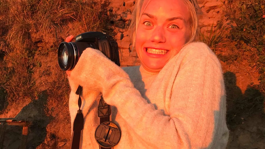 Taking photos during sunset in Bali