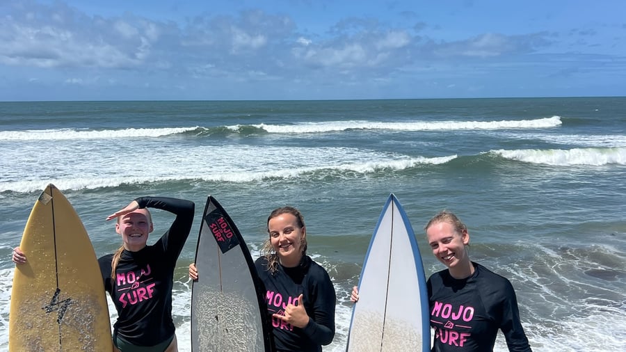 3 people surfing in Bali
