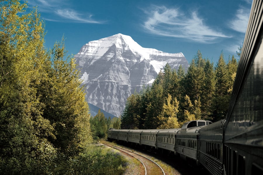 Tågresa genom Rocky Mountains