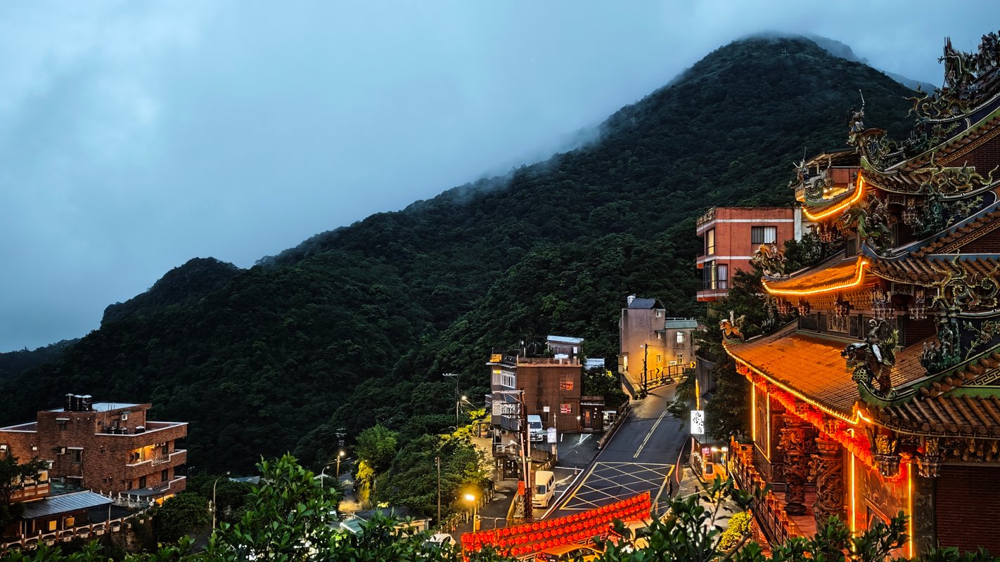 View over Jiufen in the evening