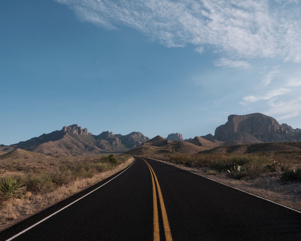 Open road in Big Bend National Park