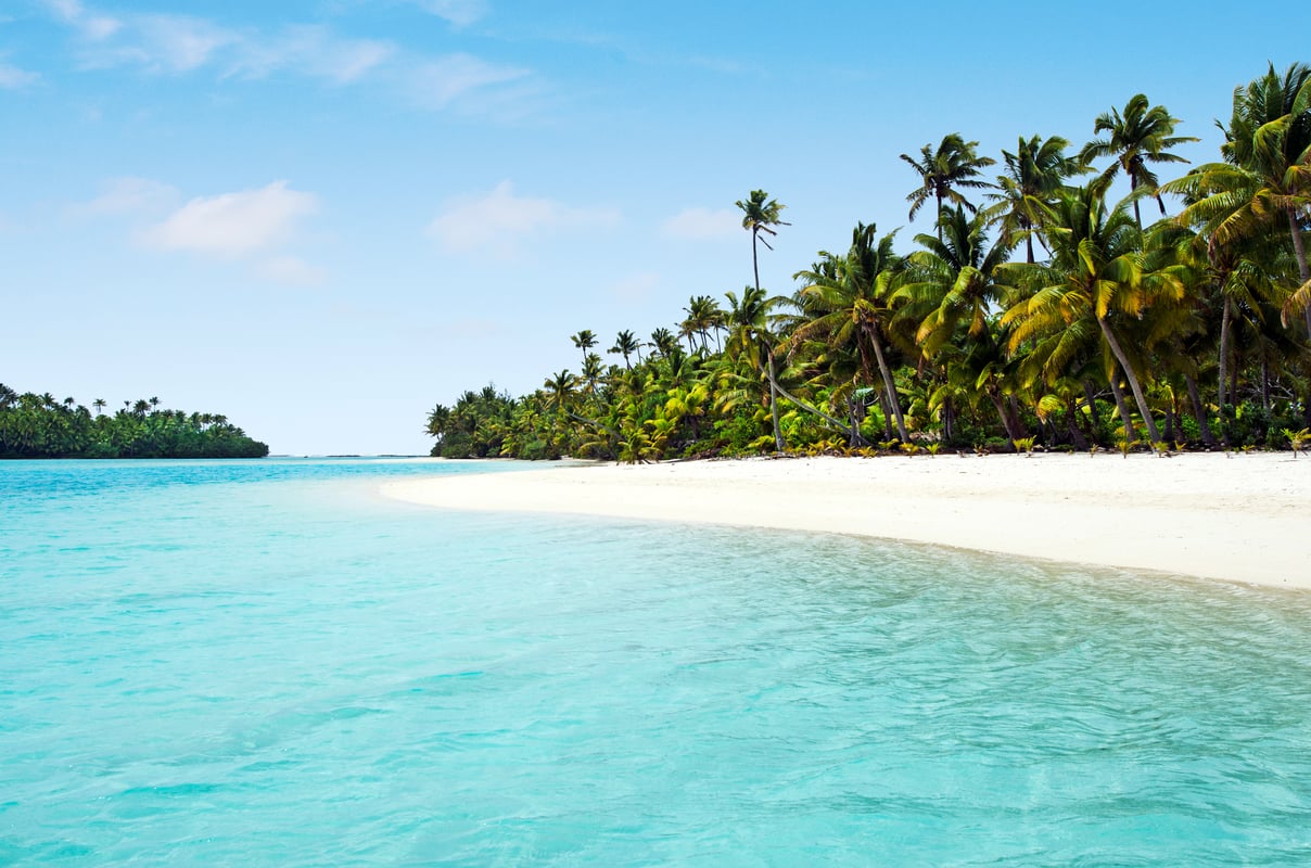 Den vackra lagunen vid Aitutaki