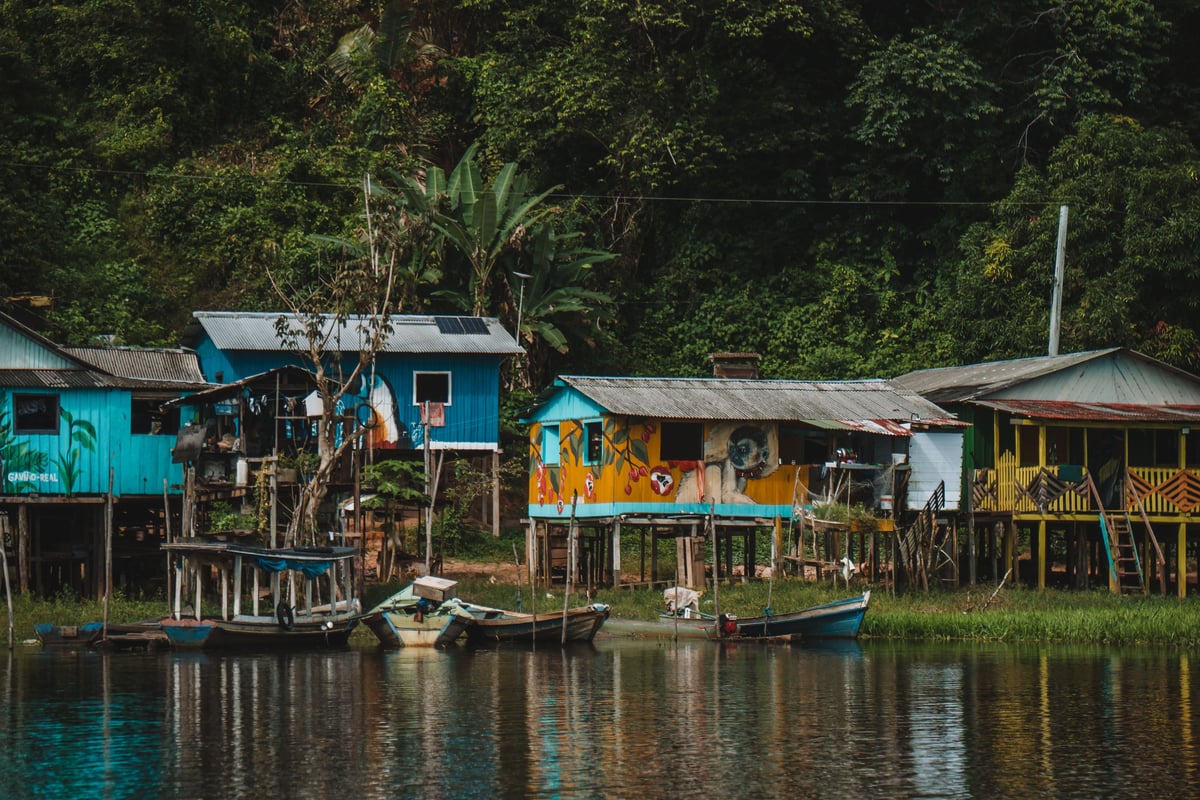 Riverside village in the Amazon