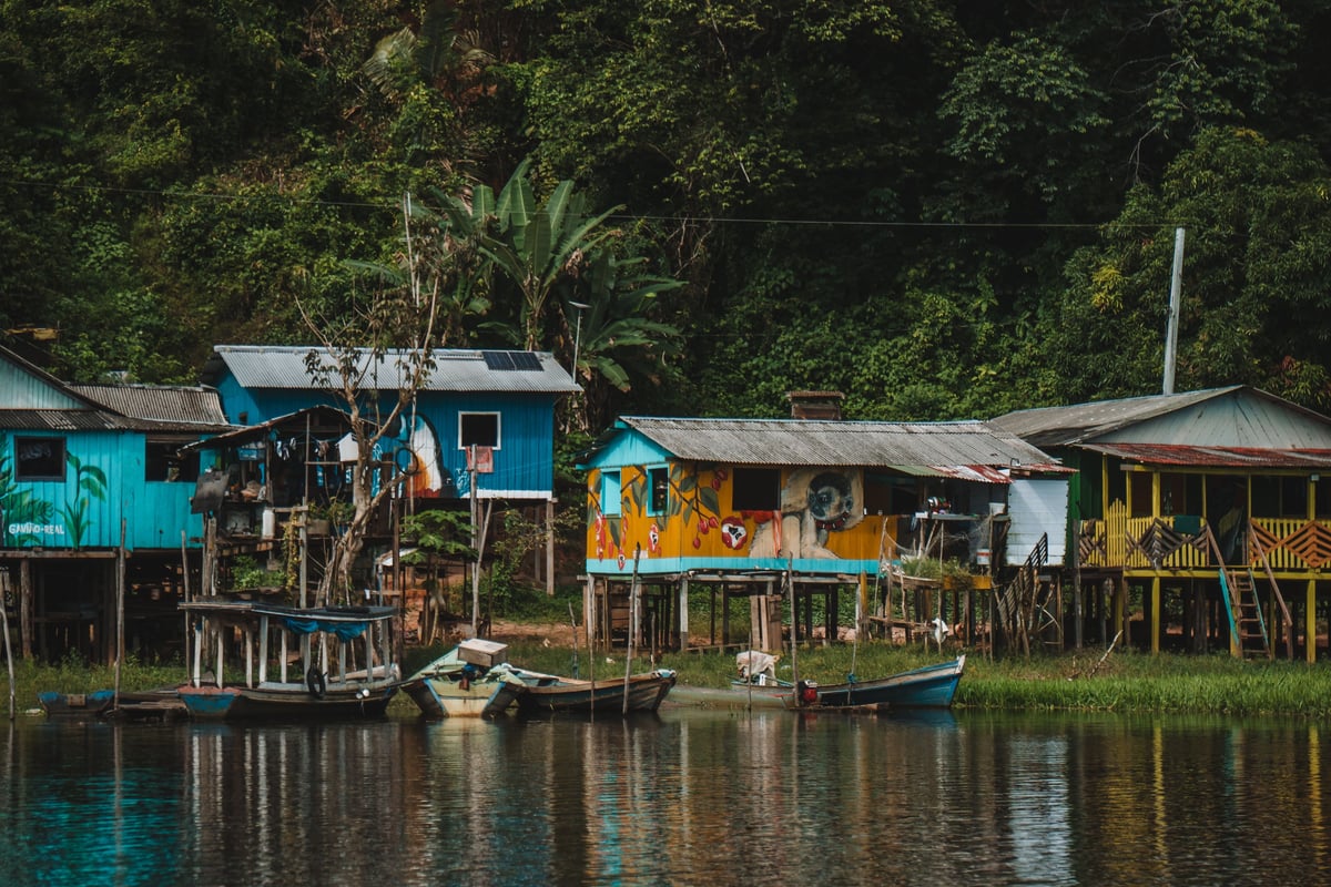 Riverside village in the Amazon