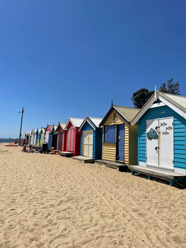 Tag på stranden i Melbourne