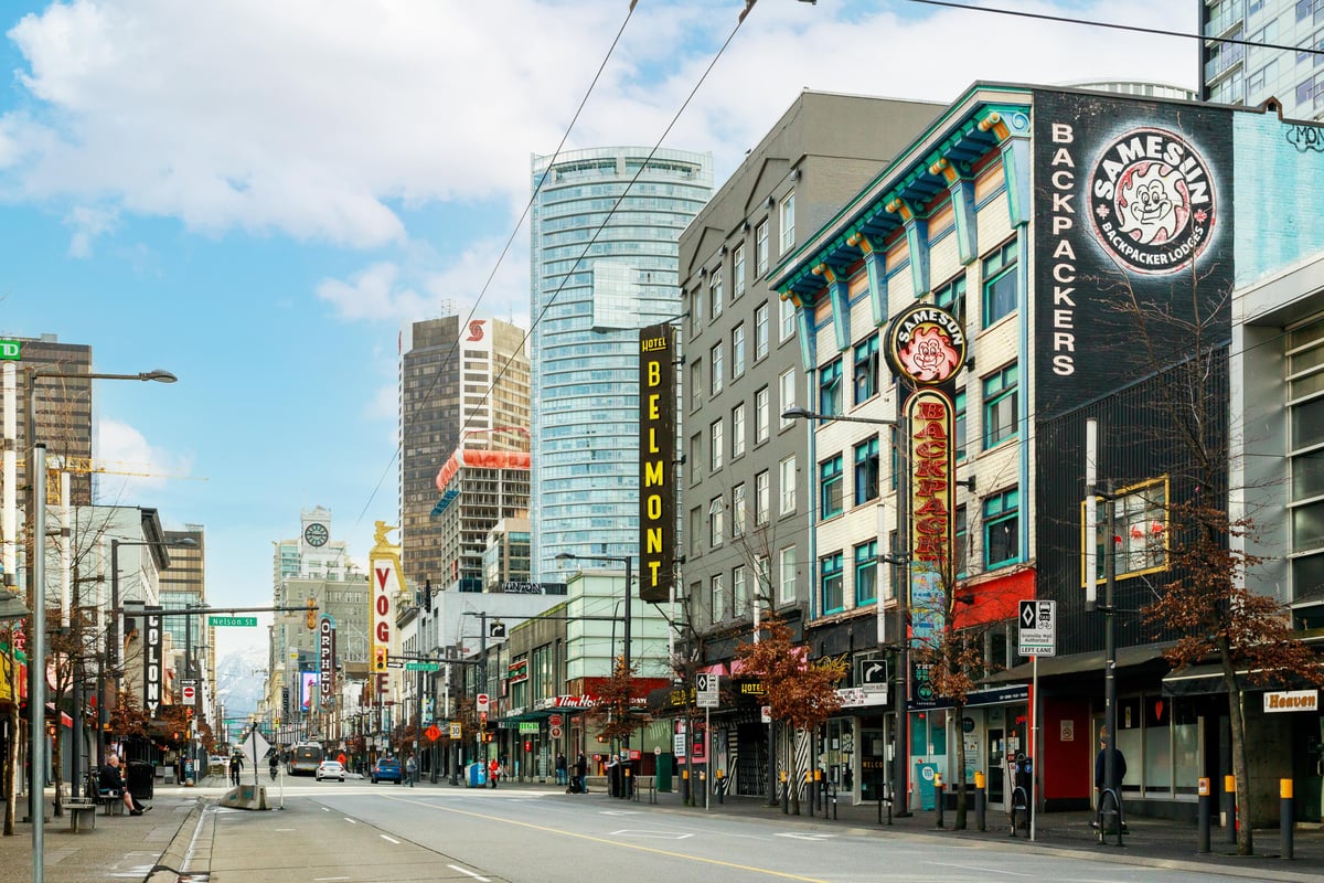 Vancouver highstreet on sunny day