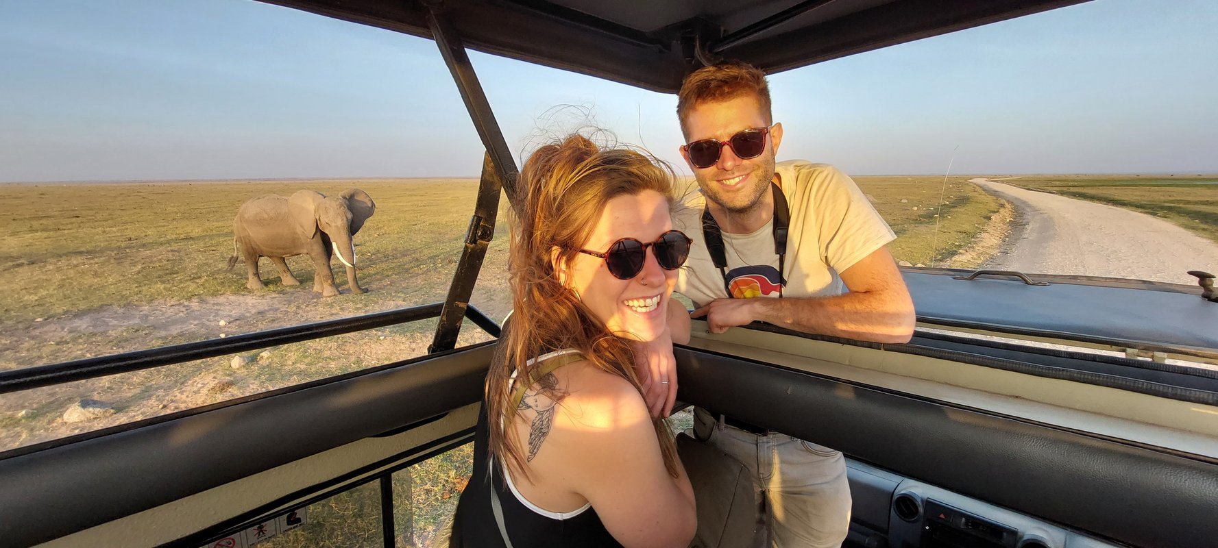 Couple on safari in Kenya