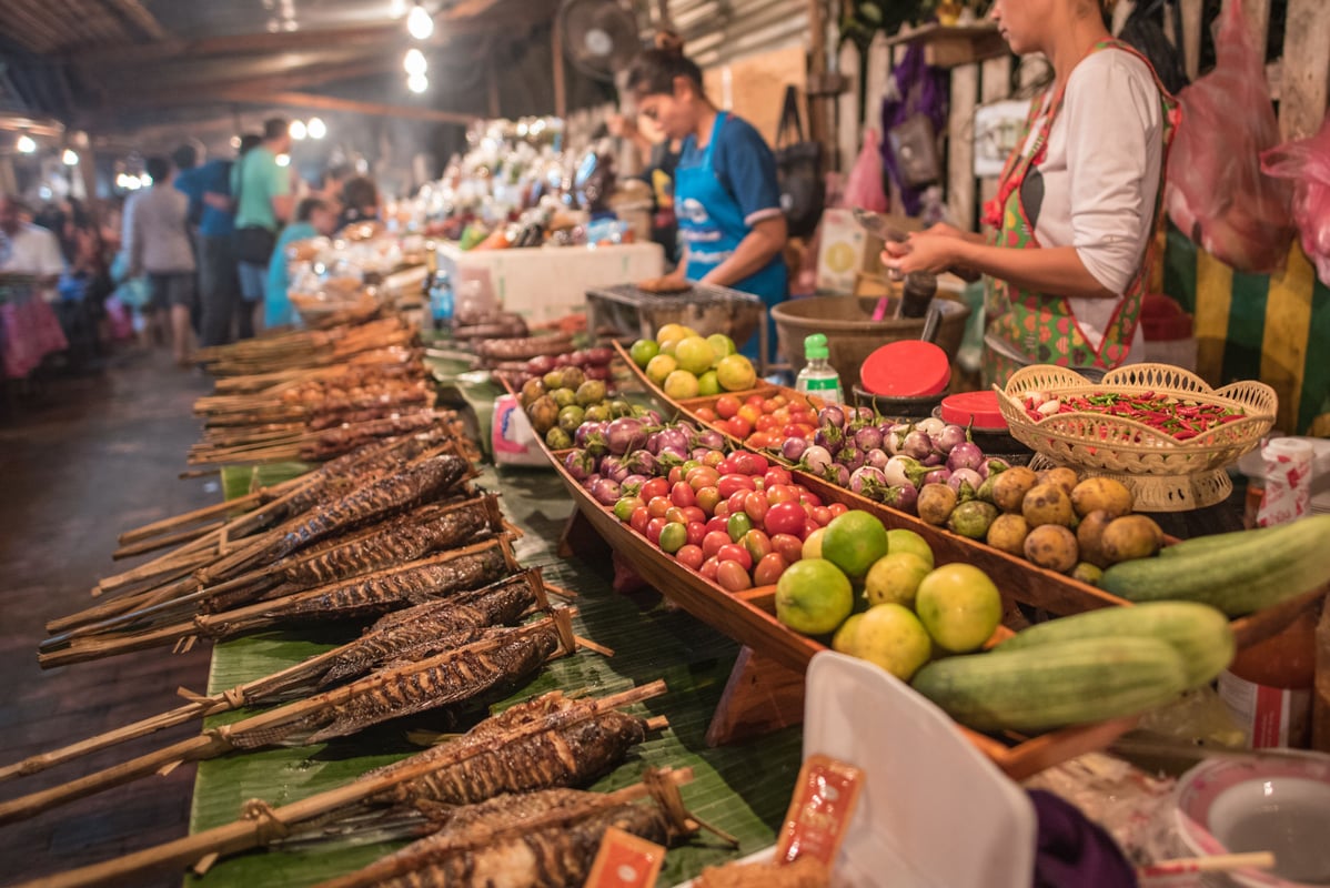 Street food i Luang Prabang i Laos