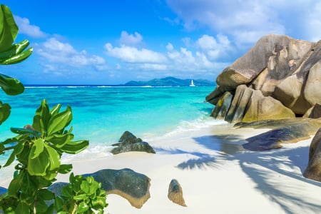 Anse Source d'Argent på La Digue i Seychellerna
