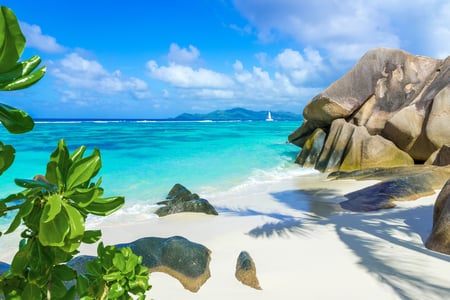 Anse Source d'Argent på La Digue i Seychellene