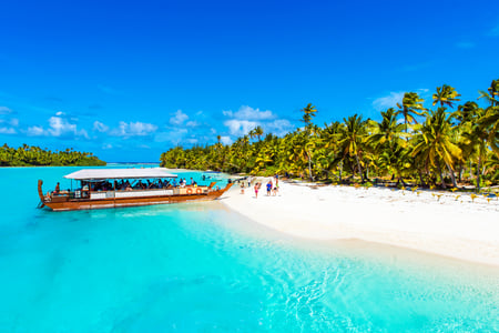 Utflykt till One Foot Island i Aitutaki-lagunen