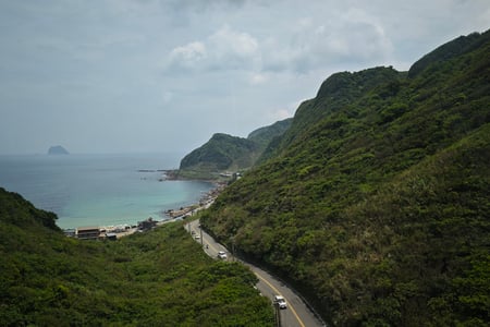 Road along the ocean in northern Taiwan