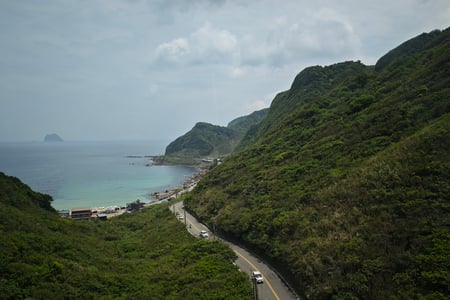 Road along the ocean in northern Taiwan