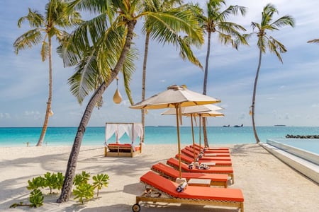 Slap af på stranden på Sun Siyam Iru Veli