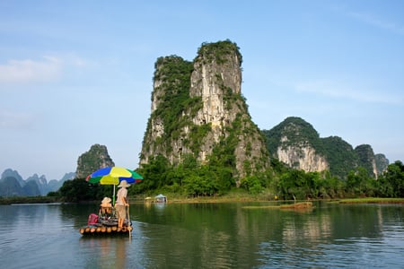 Karst rock formations at the Li river in Guilin