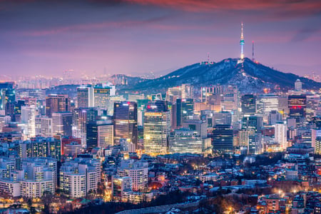 Skyskrapor och skyline i Seoul
