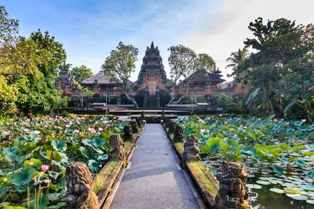 Saraswati Temple i Ubud med lotusdam