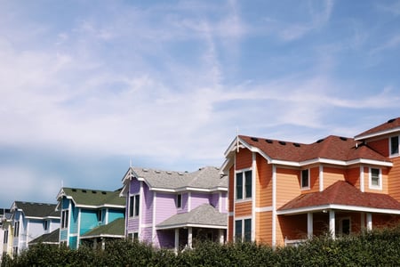 Colorful houses in teh Outer Banks