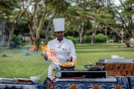 Maden er også god på Lake Naivasha Sopa Lodge