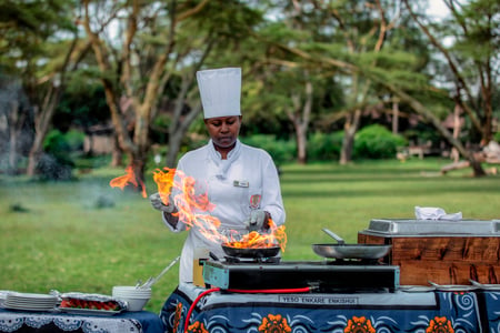 Maden er også god på Lake Naivasha Sopa Lodge