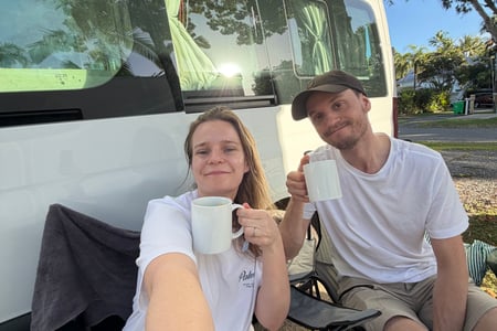 Enjoy morning coffee outside.