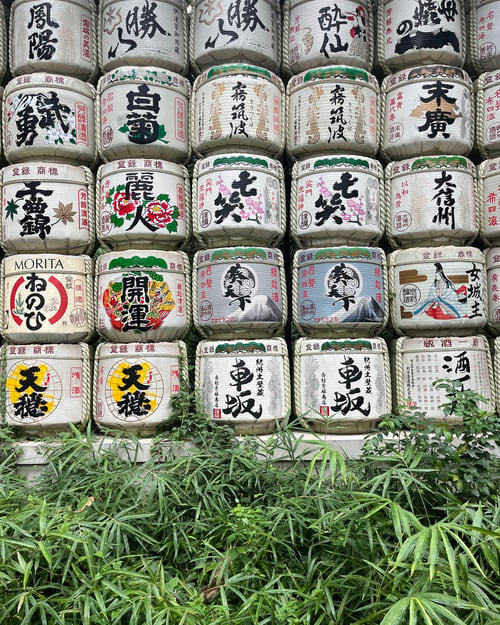 Sake barrels in Japan
