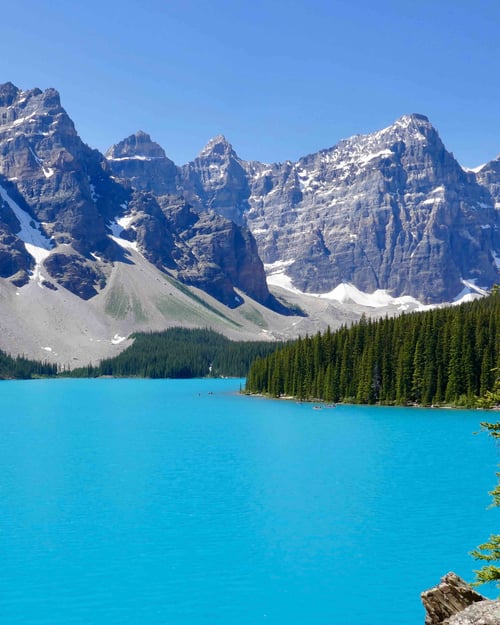 Lake surrounded by majestic peaks