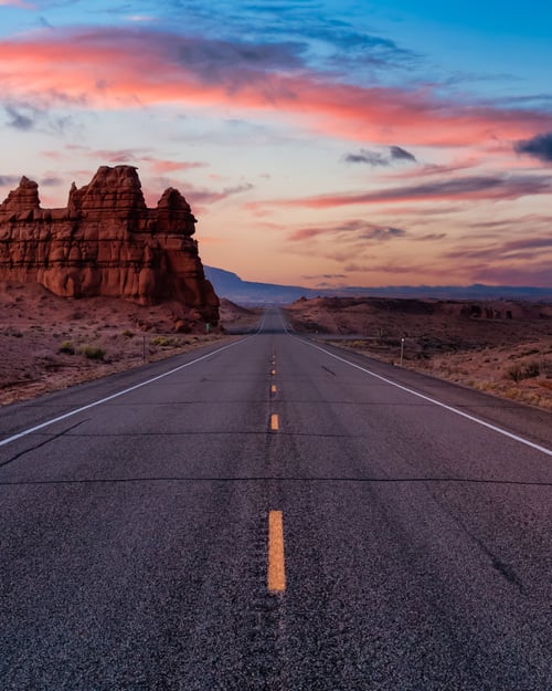 Californian road at sunset