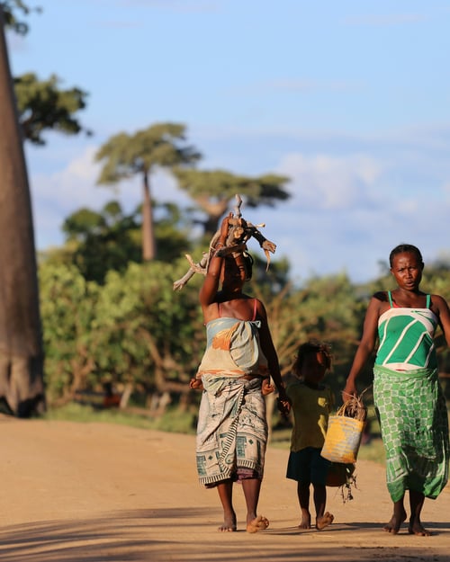 A family on the road in Madagascar.