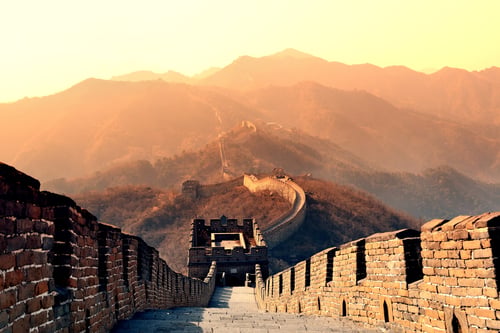 Great Wall of China during sunrise