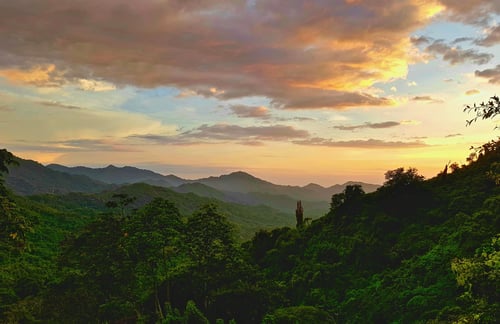 Beautiful sunset over Colombian mountains