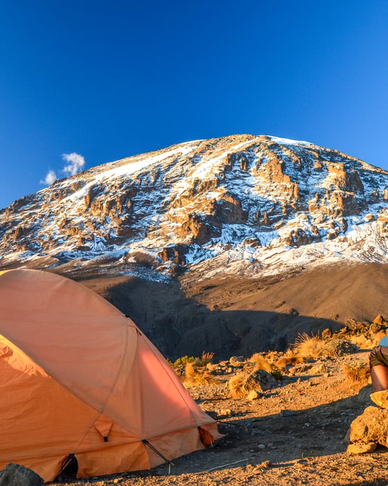 traveller on his way to climb kilimanjaro