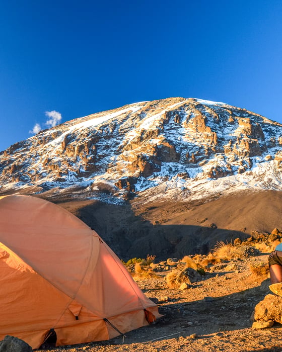 traveller on his way to climb kilimanjaro