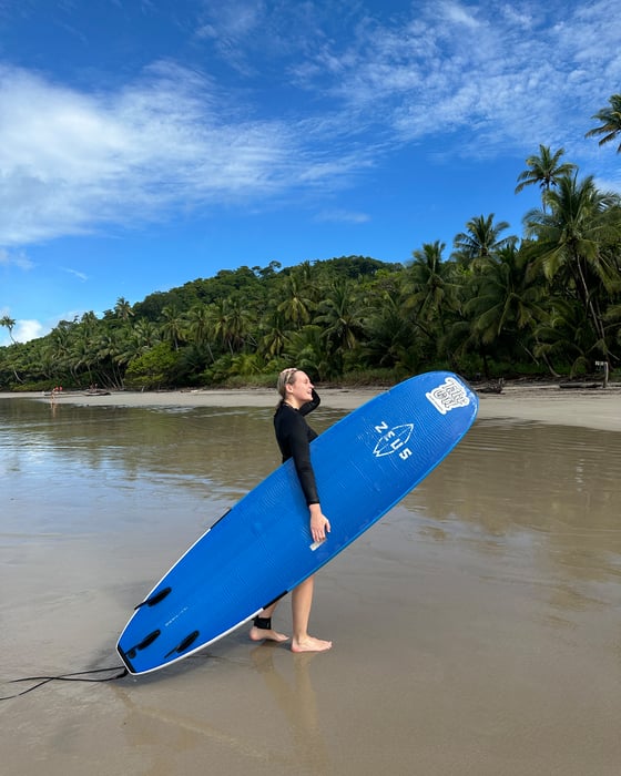 Girl on the beach with a surf board