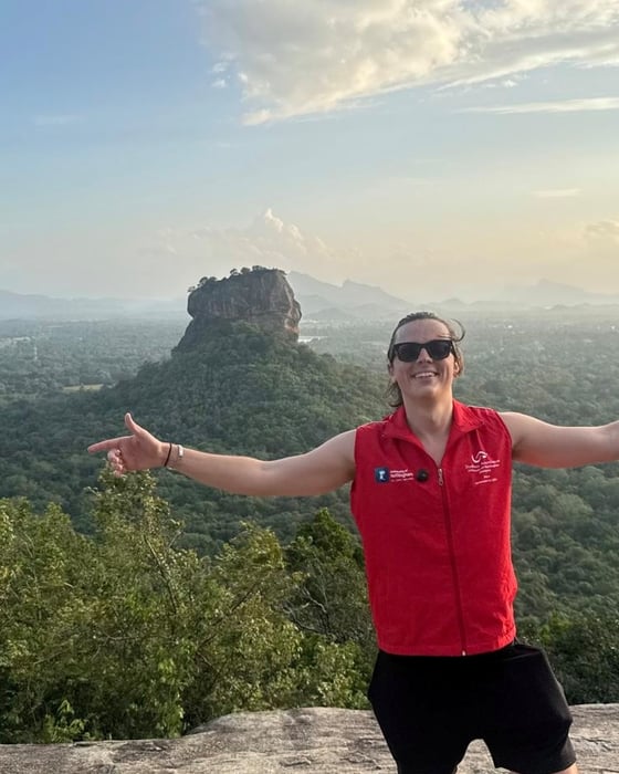 Guy in front of Lion's rock in Sri Lanka