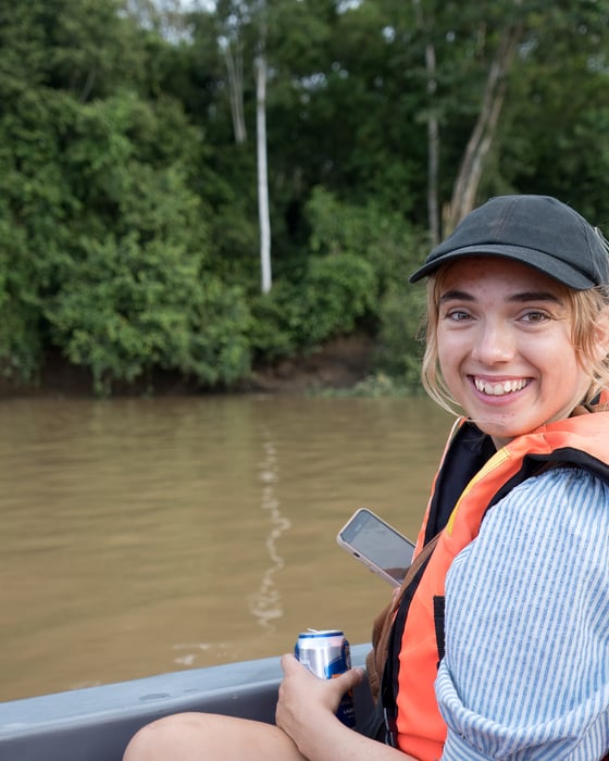 Traveller cruising the rivers of Borneo 