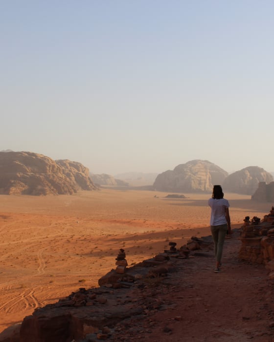 Woman in orange desert