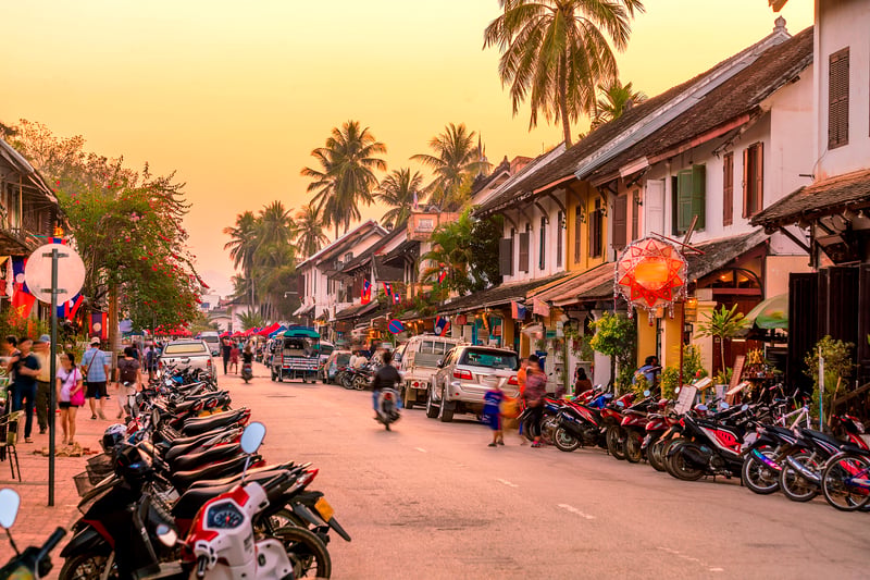 Livlige Luang Prabang i Laos