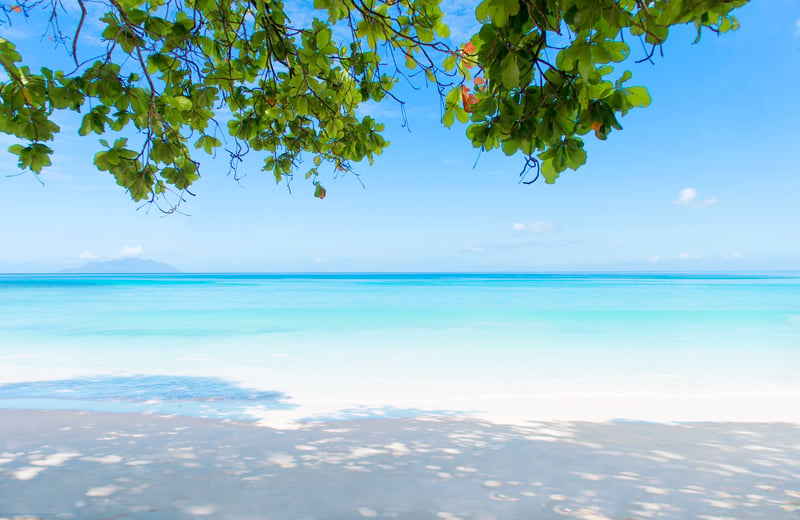 Den vackra stranden Beau Vallon