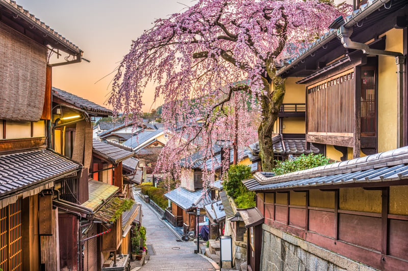 Forår i Higashiyama-distriktet i Kyoto