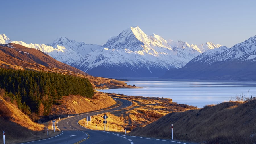 Vägen till Mount Cook är en vacker körsträcka