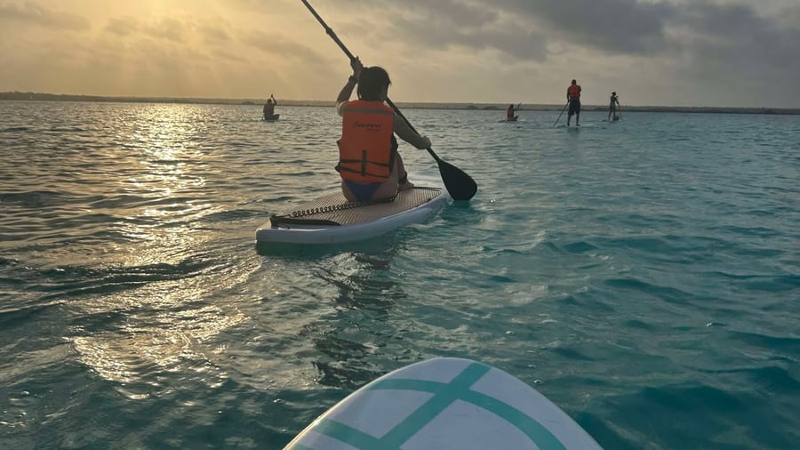 SUP at sunrise in Bacalar