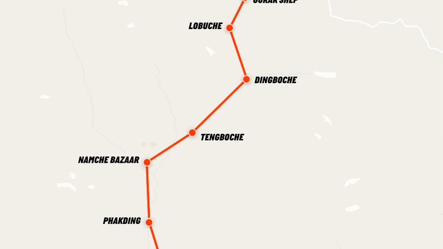 Everest Base Camp trekking route & kaart Nepal