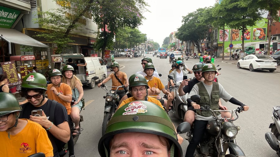Group motorcycling in Vietnam