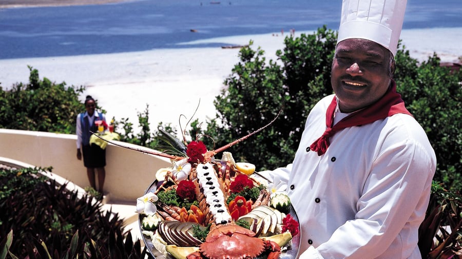 Fisk og skaldyr kan nydes på Leopard Beach Resort