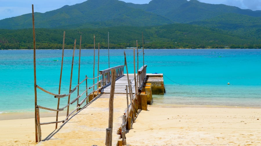 Hamnen på Mystery Island i Vanuatu