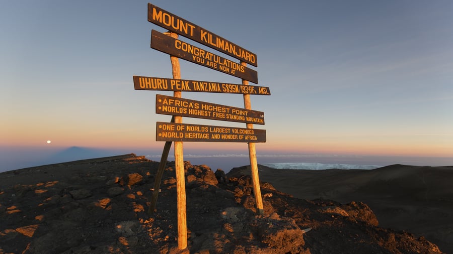 At the top of Mount Kilimanjaro