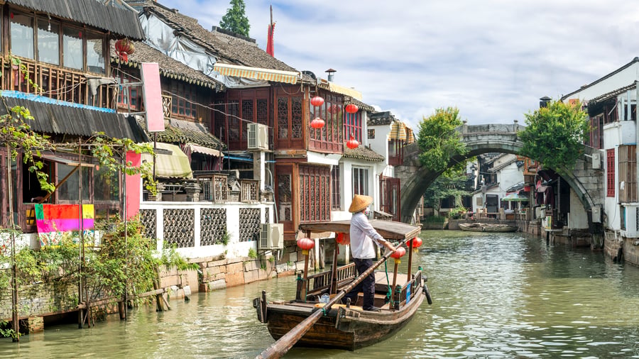 Traditional boat in Shanghai Zhujiajiao Water Town